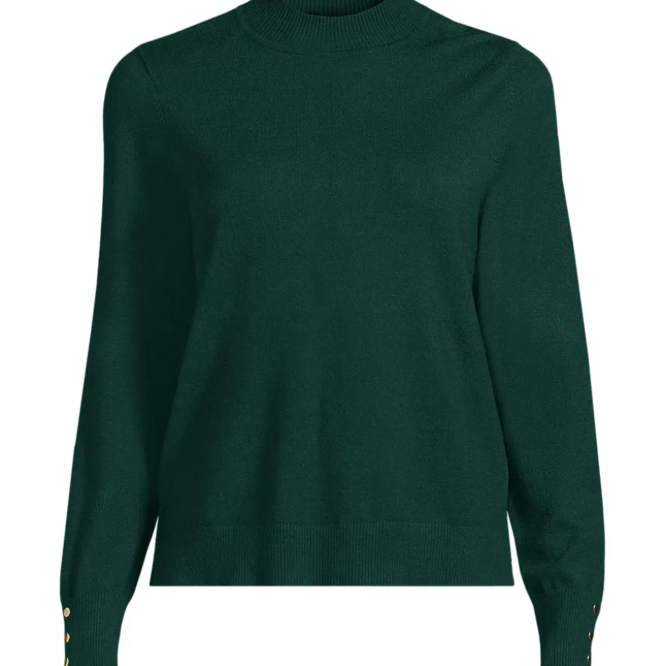 Stehkragenpullover mit Ärmelknöpfen für Damen