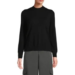 Stehkragenpullover mit Ärmelknöpfen für Damen