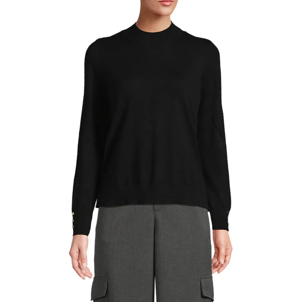Stehkragenpullover mit Ärmelknöpfen für Damen