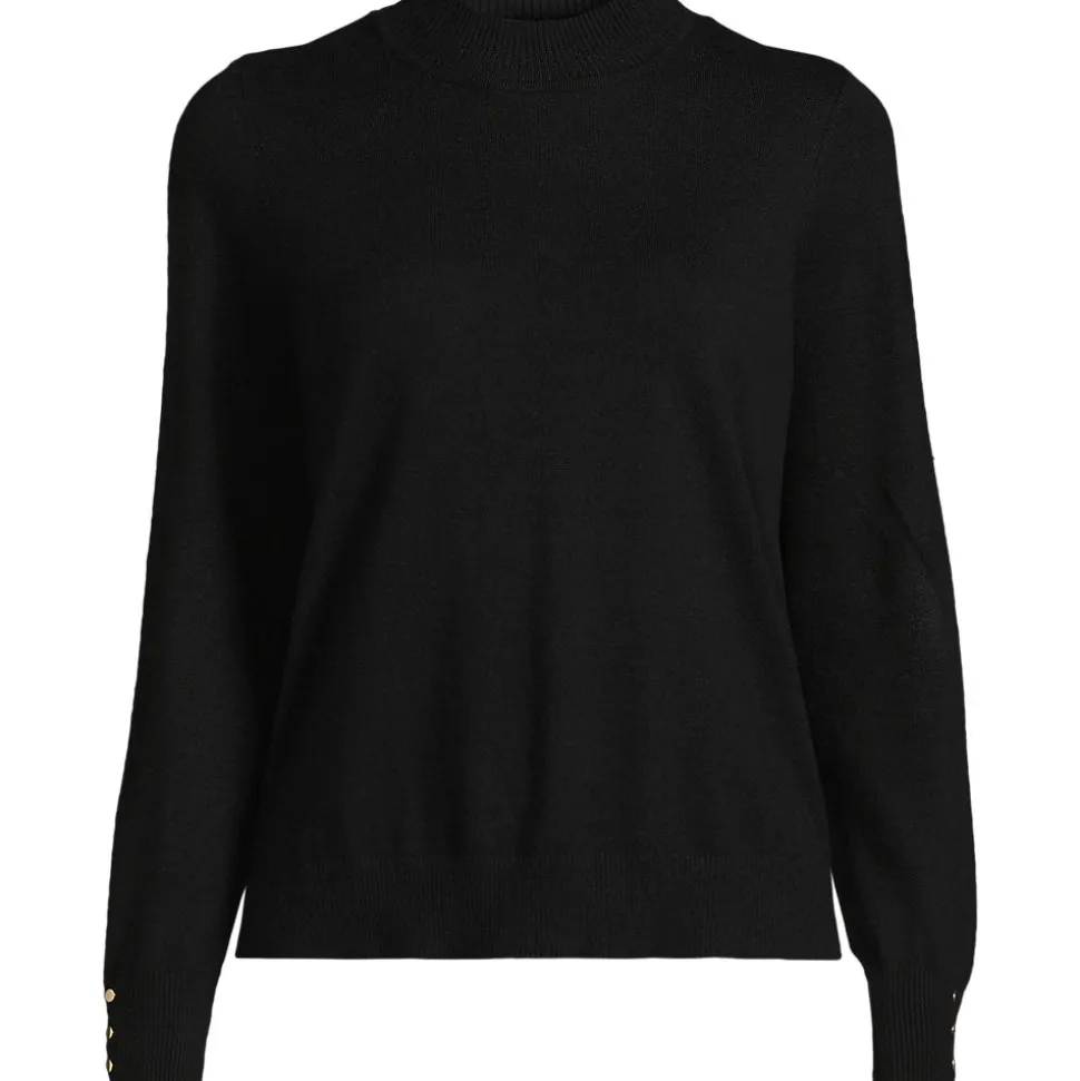 Stehkragenpullover mit Ärmelknöpfen für Damen