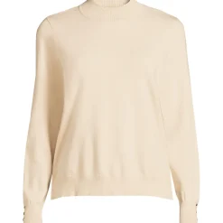 Stehkragenpullover mit Ärmelknöpfen für Damen