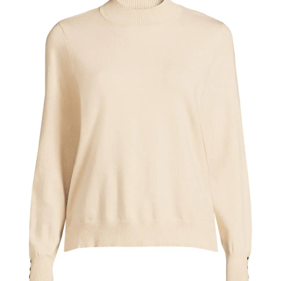 Stehkragenpullover mit Ärmelknöpfen für Damen