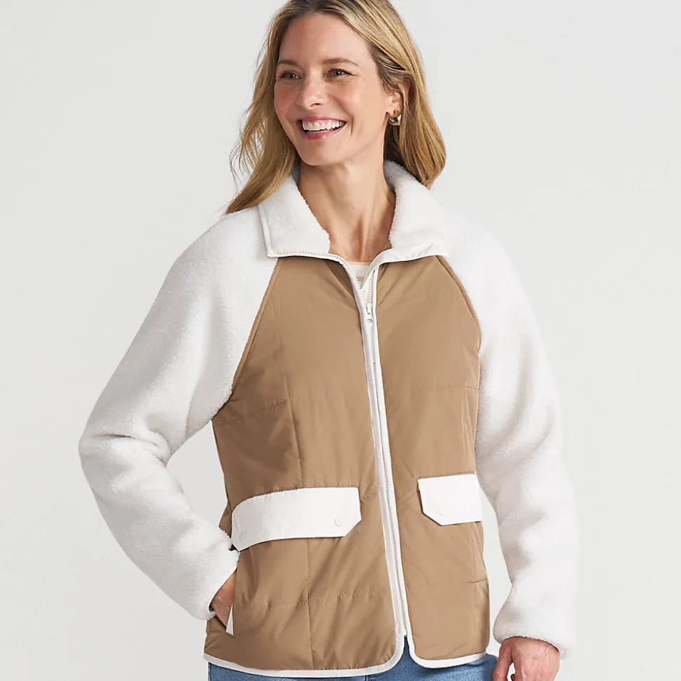Steppjacke mit Teddy-Ärmeln für Damen