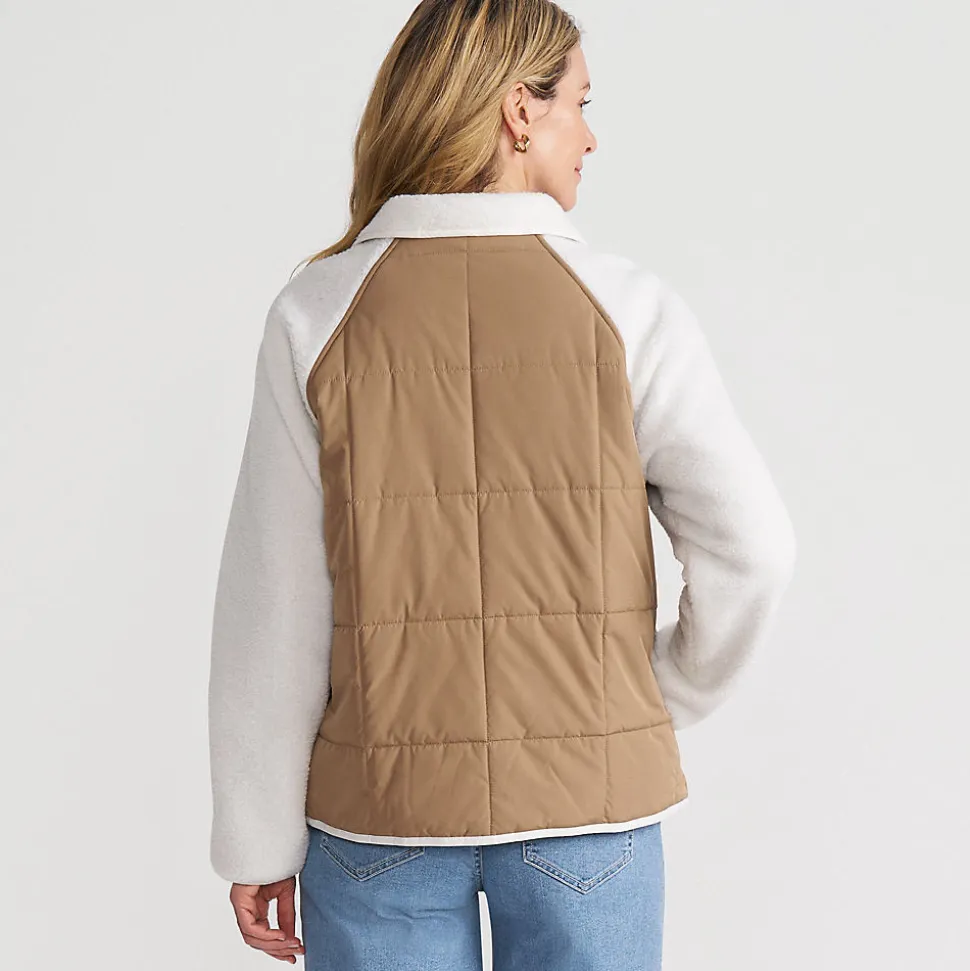 Steppjacke mit Teddy-Ärmeln für Damen