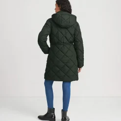 Steppmantel mit geraffter Taille für Damen