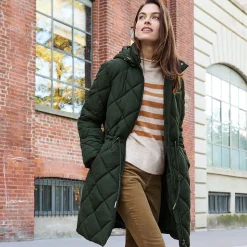 Steppmantel mit geraffter Taille für Damen