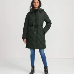 Steppmantel mit geraffter Taille für Damen