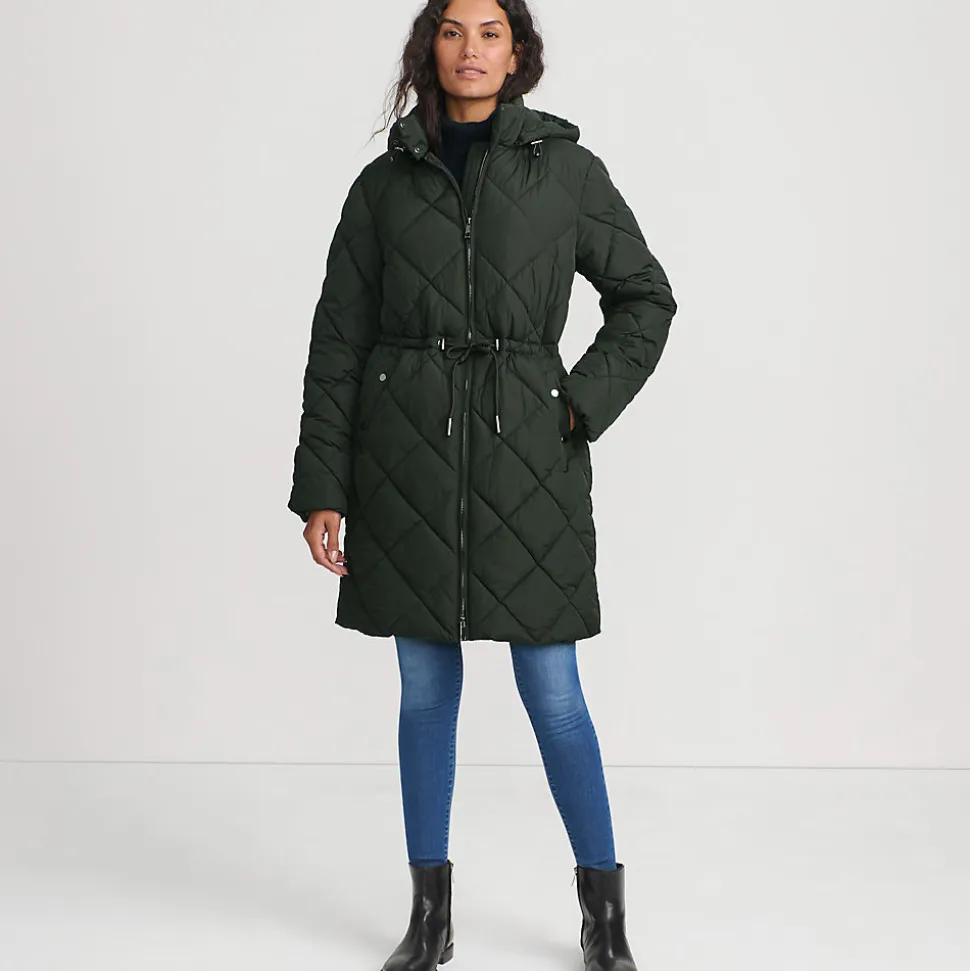 Steppmantel mit geraffter Taille für Damen