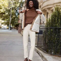 Straight Fit Cordhose Mid Waist für Damen