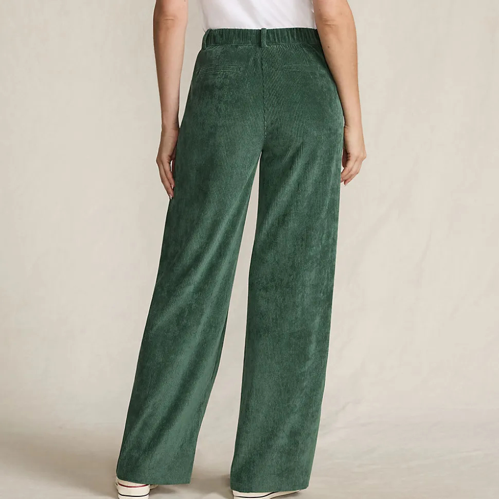 Stretchcord-Hose mit weitem Bein für Damen