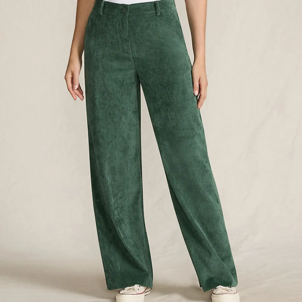Stretchcord-Hose mit weitem Bein für Damen