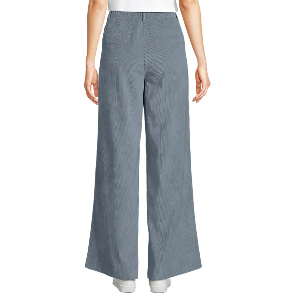 Stretchcord-Hose mit weitem Bein für Damen