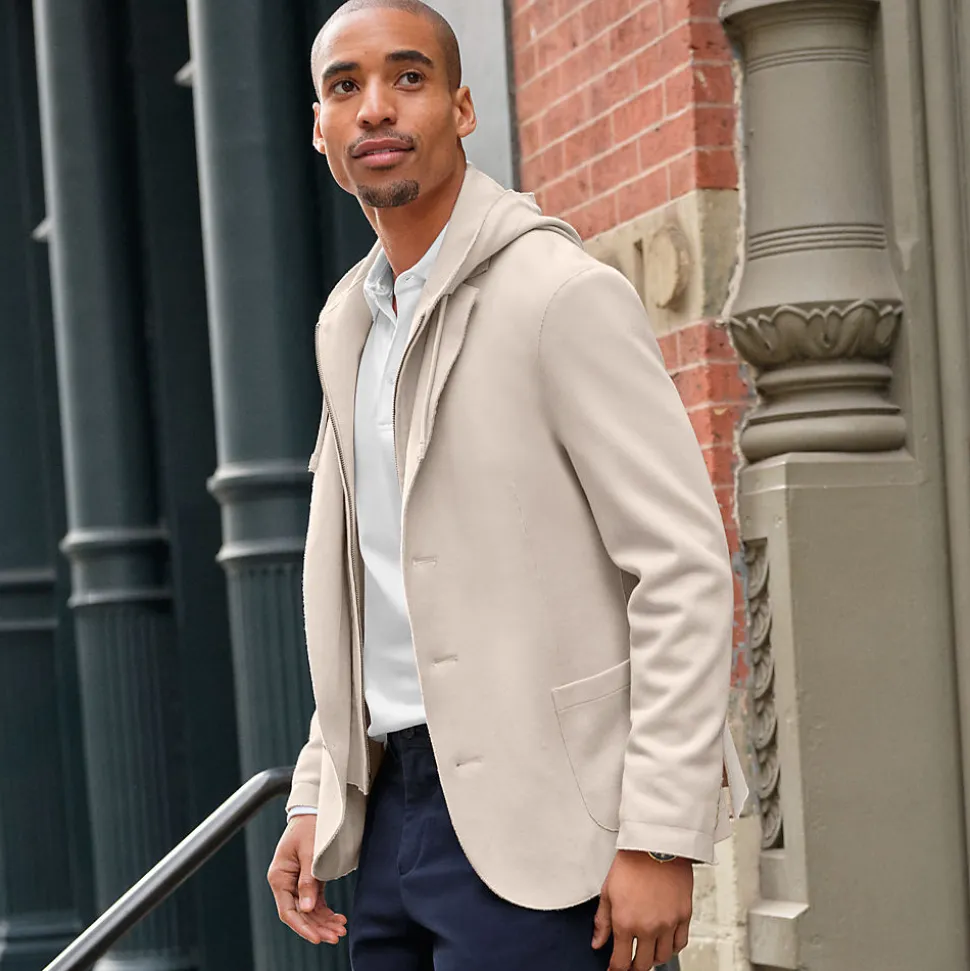 Strick-Blazer mit abnehmbarer Kapuze für Herren