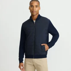 Strickjacke mit Stepp-Einsatz und Reißverschluss für Herren