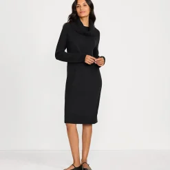 Strickkleid mit Wasserfallkragen für Damen