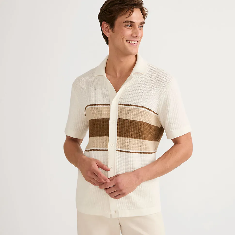 Strick-Poloshirt mit Knopfleiste für Herren