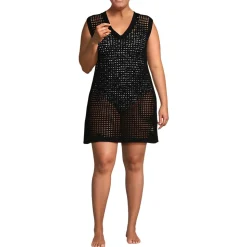 Strick-Strandkleid mit V-Ausschnitt für Damen in Plus-Größe