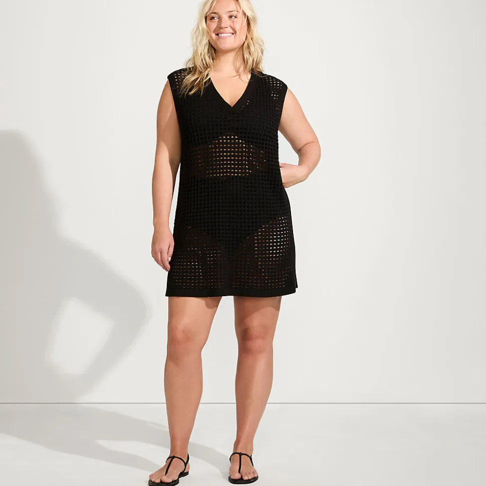 Strick-Strandkleid mit V-Ausschnitt für Damen in Plus-Größe