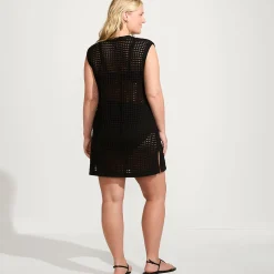 Strick-Strandkleid mit V-Ausschnitt für Damen in Plus-Größe
