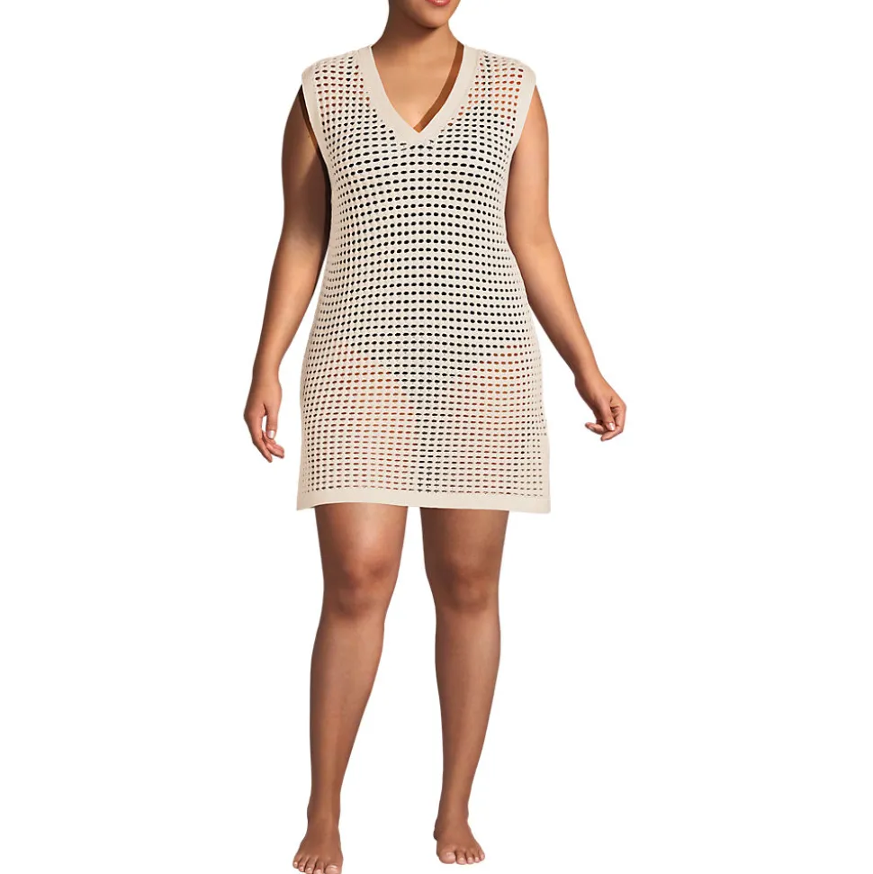 Strick-Strandkleid mit V-Ausschnitt für Damen in Plus-Größe