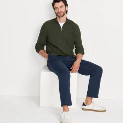 Strukturierter Baumwoll-Pullover mit Reißverschluss für Herren