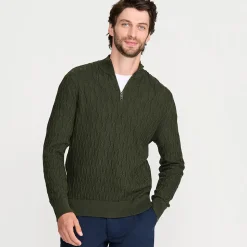 Strukturierter Baumwoll-Pullover mit Reißverschluss für Herren