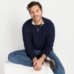 Strukturierter Drifter Pullover mit Reißverschluss für Herren