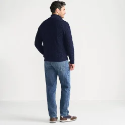 Strukturierter Drifter Pullover mit Reißverschluss für Herren