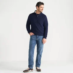 Strukturierter Drifter Pullover mit Reißverschluss für Herren
