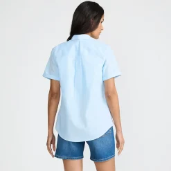 Supima Bügelfrei-Bluse mit kurzen Ärmeln für Damen