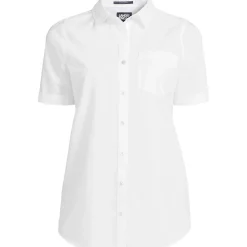 Supima Bügelfrei-Bluse mit kurzen Ärmeln für Damen