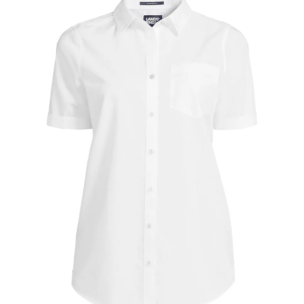 Supima Bügelfrei-Bluse mit kurzen Ärmeln für Damen