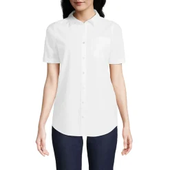 Supima Bügelfrei-Bluse mit kurzen Ärmeln für Damen