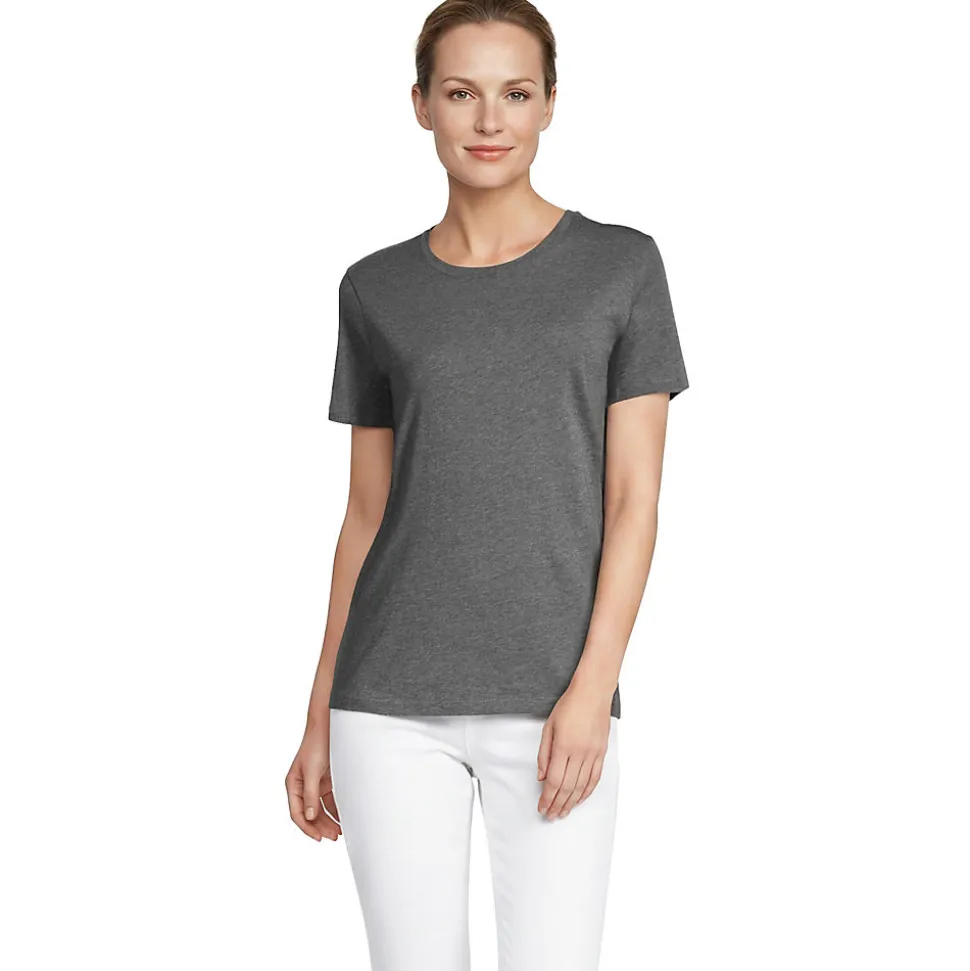 Supima Kurzarm-Shirt mit rundem Ausschnitt für Damen