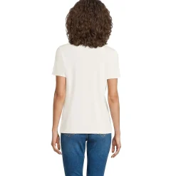 Supima Kurzarm-Shirt mit rundem Ausschnitt für Damen