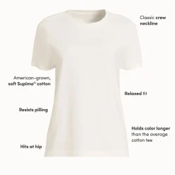 Supima Kurzarm-Shirt mit rundem Ausschnitt für Damen