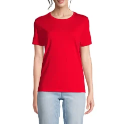 Supima Kurzarm-Shirt mit rundem Ausschnitt für Damen