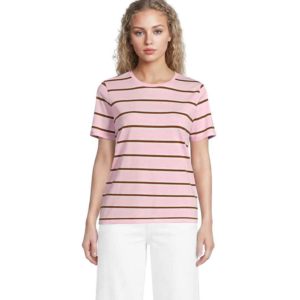 Supima Kurzarm-Shirt mit rundem Ausschnitt für Damen