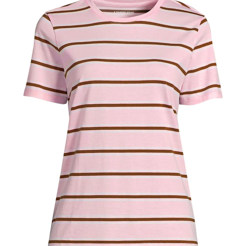 Supima Kurzarm-Shirt mit rundem Ausschnitt für Damen