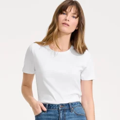 Supima Kurzarm-Shirt mit rundem Ausschnitt für Damen