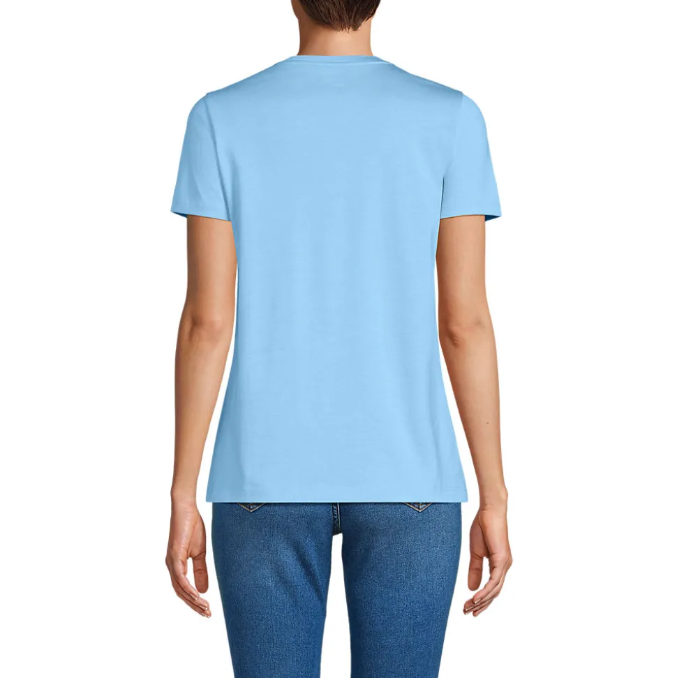 Supima Kurzarm-Shirt mit rundem Ausschnitt für Damen