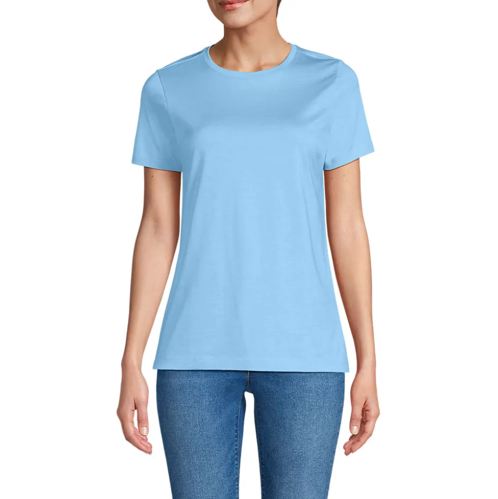 Supima Kurzarm-Shirt mit rundem Ausschnitt für Damen