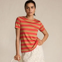 Supima Kurzarm-Shirt mit rundem Ausschnitt für Damen