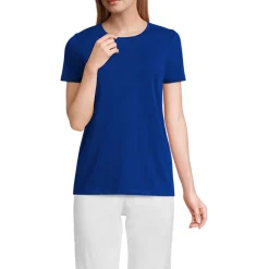 Supima Kurzarm-Shirt mit rundem Ausschnitt für Damen