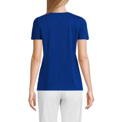 Supima Kurzarm-Shirt mit rundem Ausschnitt für Damen