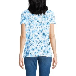 Supima Kurzarm-Shirt mit rundem Ausschnitt für Damen