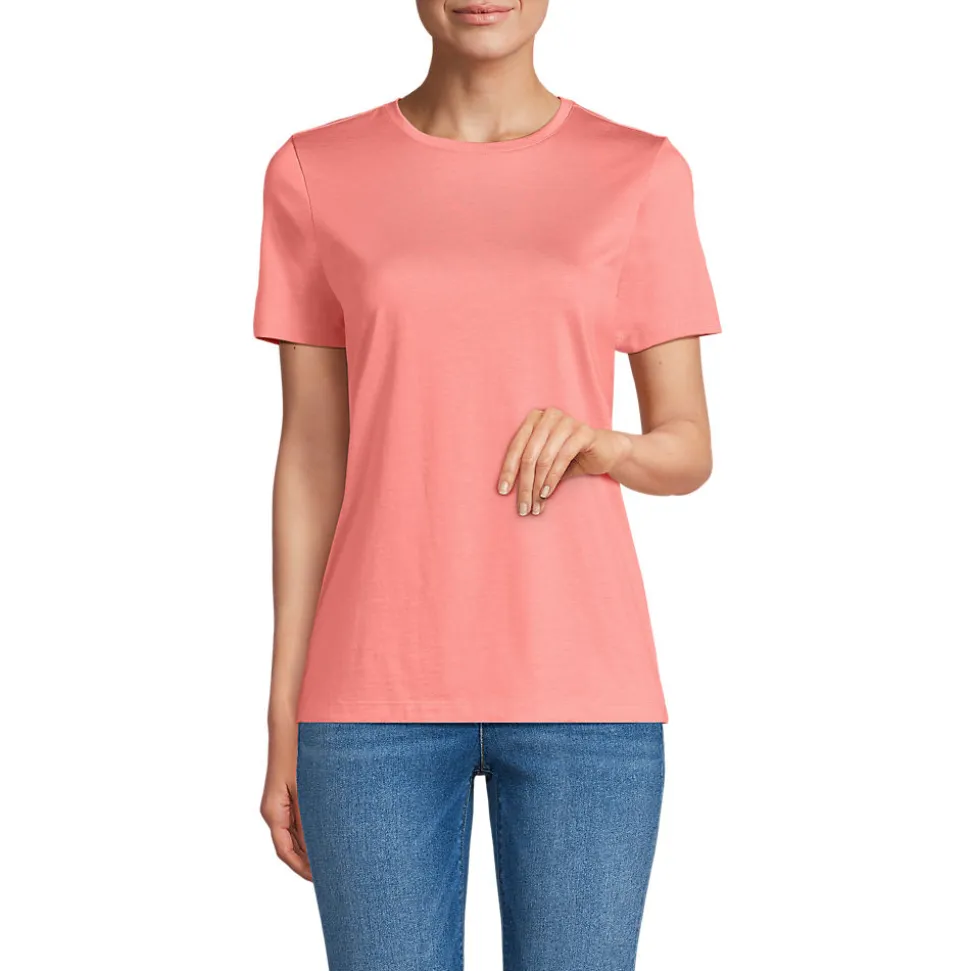Supima Kurzarm-Shirt mit rundem Ausschnitt für Damen