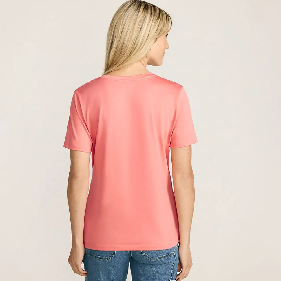 Supima Kurzarm-Shirt mit rundem Ausschnitt für Damen