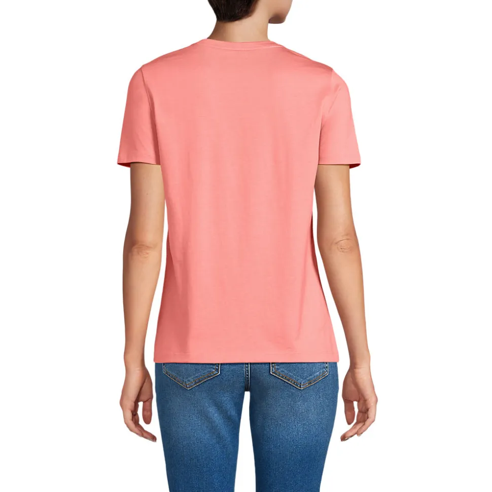 Supima Kurzarm-Shirt mit rundem Ausschnitt für Damen