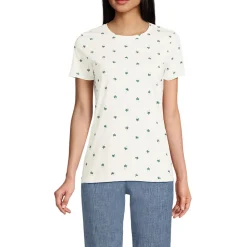 Supima Kurzarm-Shirt mit rundem Ausschnitt für Damen